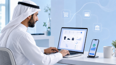 رجل سعودي يدير متجرًا إلكترونيًا مرتبطًا ببوابة دفع إلكترونية